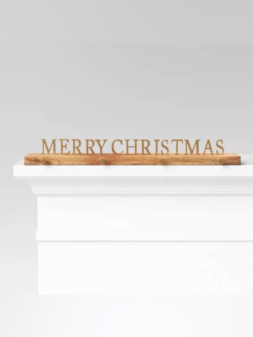 Target Threshold Gold Merry Christmas Stocking Holder - Wood & Metal Mantle Rack